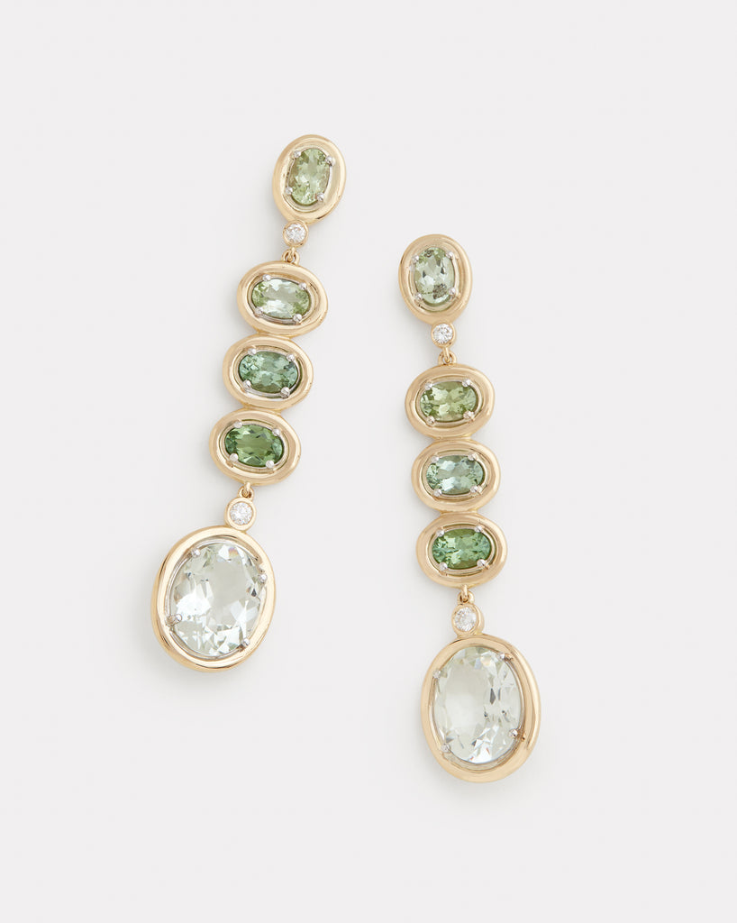 Ombre Earring with Tourmaline, Green Amethyst and Diamonds