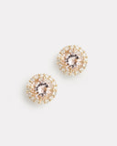 Diamond Edged Morganite Stud