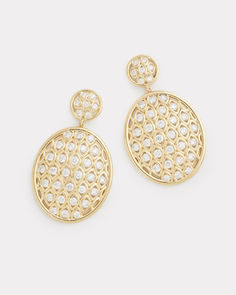 Woven Oval Earrings with Diamonds