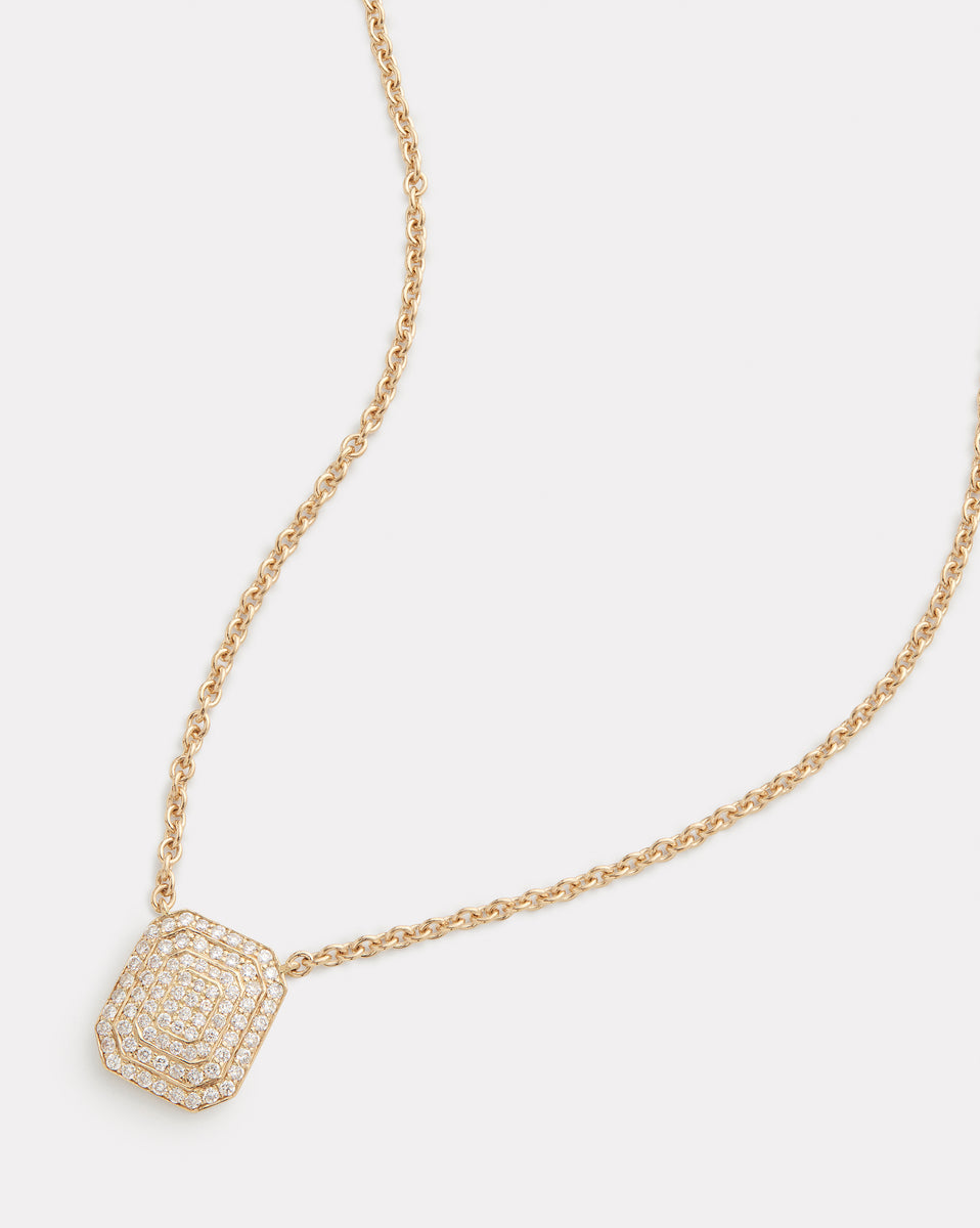 Emerald Shape Pendant with Diamonds