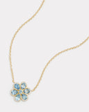 Floral Necklace with Aquamarine and Diamond Edged Petals