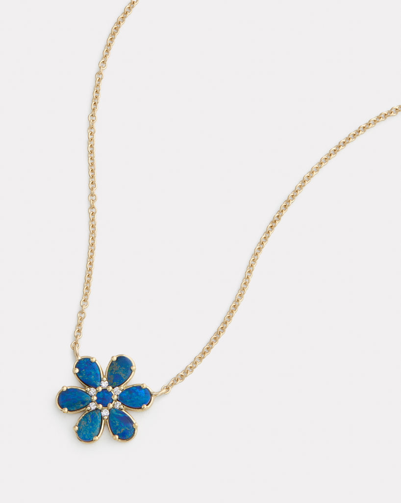 Floral Necklace with Opal and Diamonds
