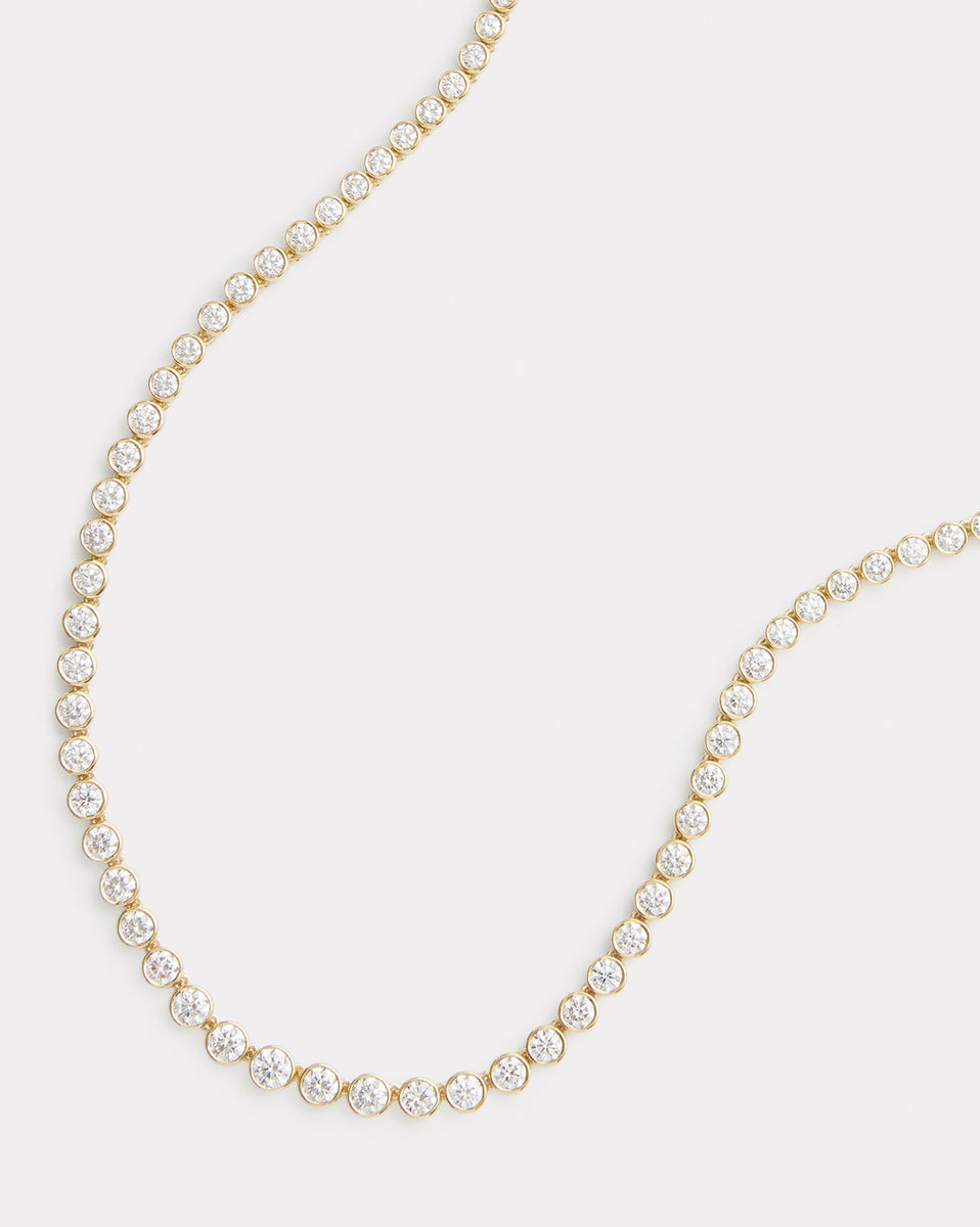 Graduated Bezel Set Diamond Necklace