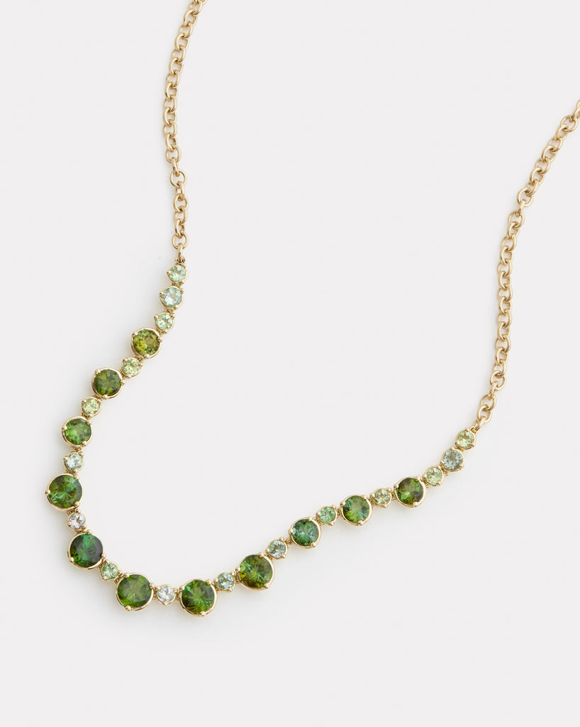 Graduated Green Tourmaline Round Necklace