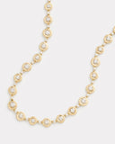 Yellow and White Gold Multi Size Round Edge Diamond Necklace