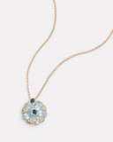 Floral Necklace with Aquamarine, Sapphire, and Diamonds