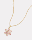 Floral Necklace with Pink Tourmaline Ovals and Diamonds