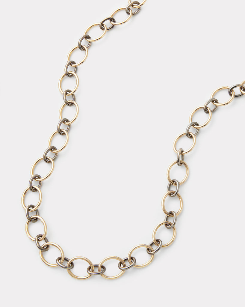 Oval Link Necklace with Blackened Gold Links