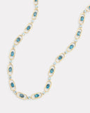 Oval and Round Link London Blue Topaz and Aquamarine Necklace
