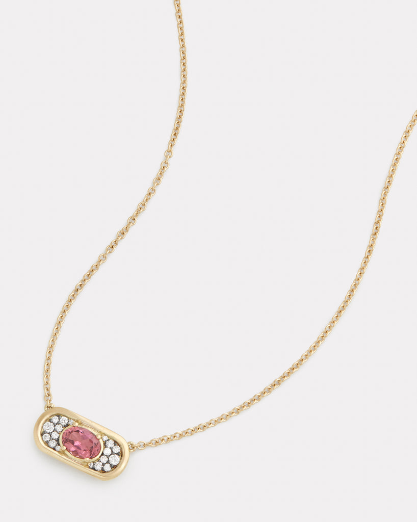 Oval Necklace with Pink Tourmaline and Diamonds