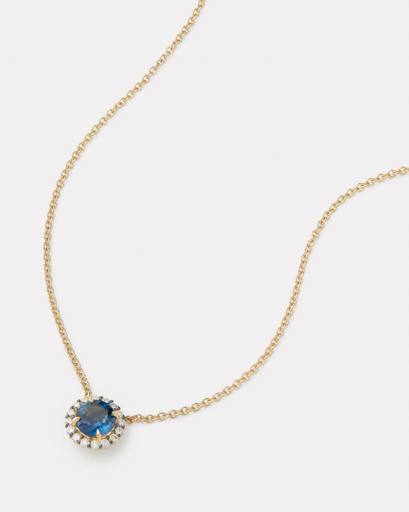 Sapphire Necklace with Diamond Edge
