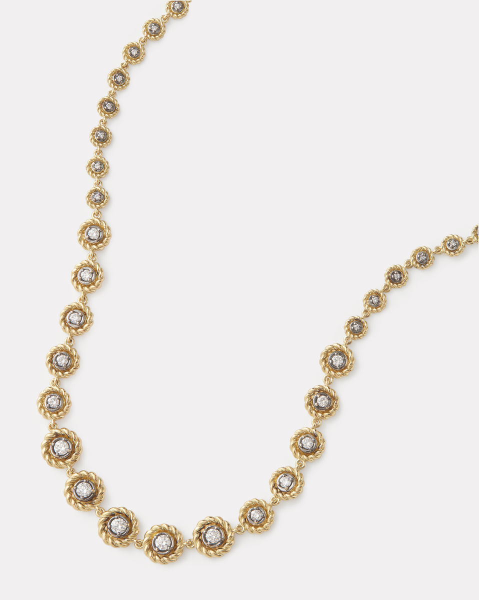 Twisted Edge Diamond Necklace with Blackened Bezels