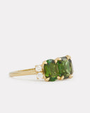 Cluster Ring with Green Tourmaline and Diamonds