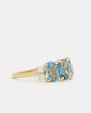 Cluster Ring with Sky Blue Topaz, London Blue Topaz, Aquamarine and Diamonds