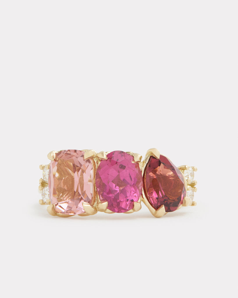 Ombré Cluster Ring with Pink Tourmaline and Diamonds