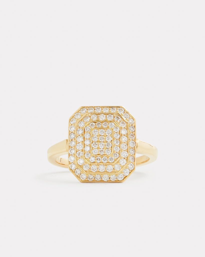 Emerald Shape Ring with Diamonds
