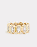 Yellow and White Gold Oval Ring with Diamonds