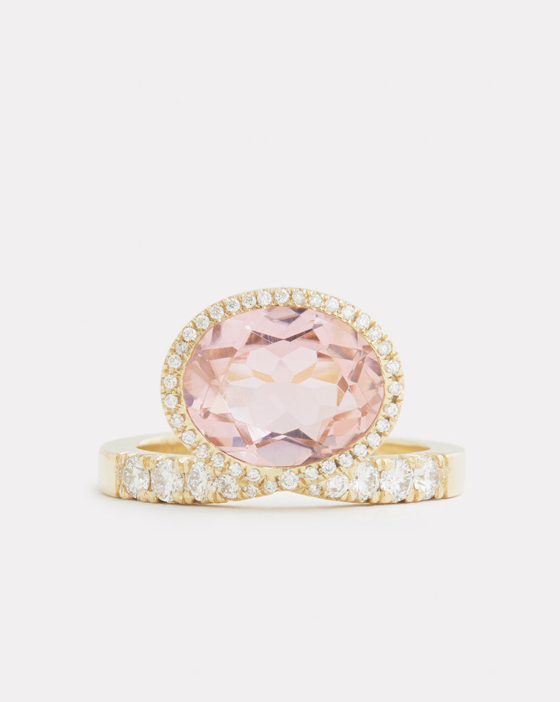 Elevated Oval Ring with Pink Tourmaline and Diamonds