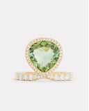 Elevated Pear Shape Ring with Green Tourmaline and Diamonds