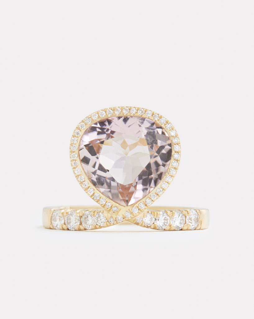 Elevated Pear Shape Ring with Pink Tourmaline and Diamonds