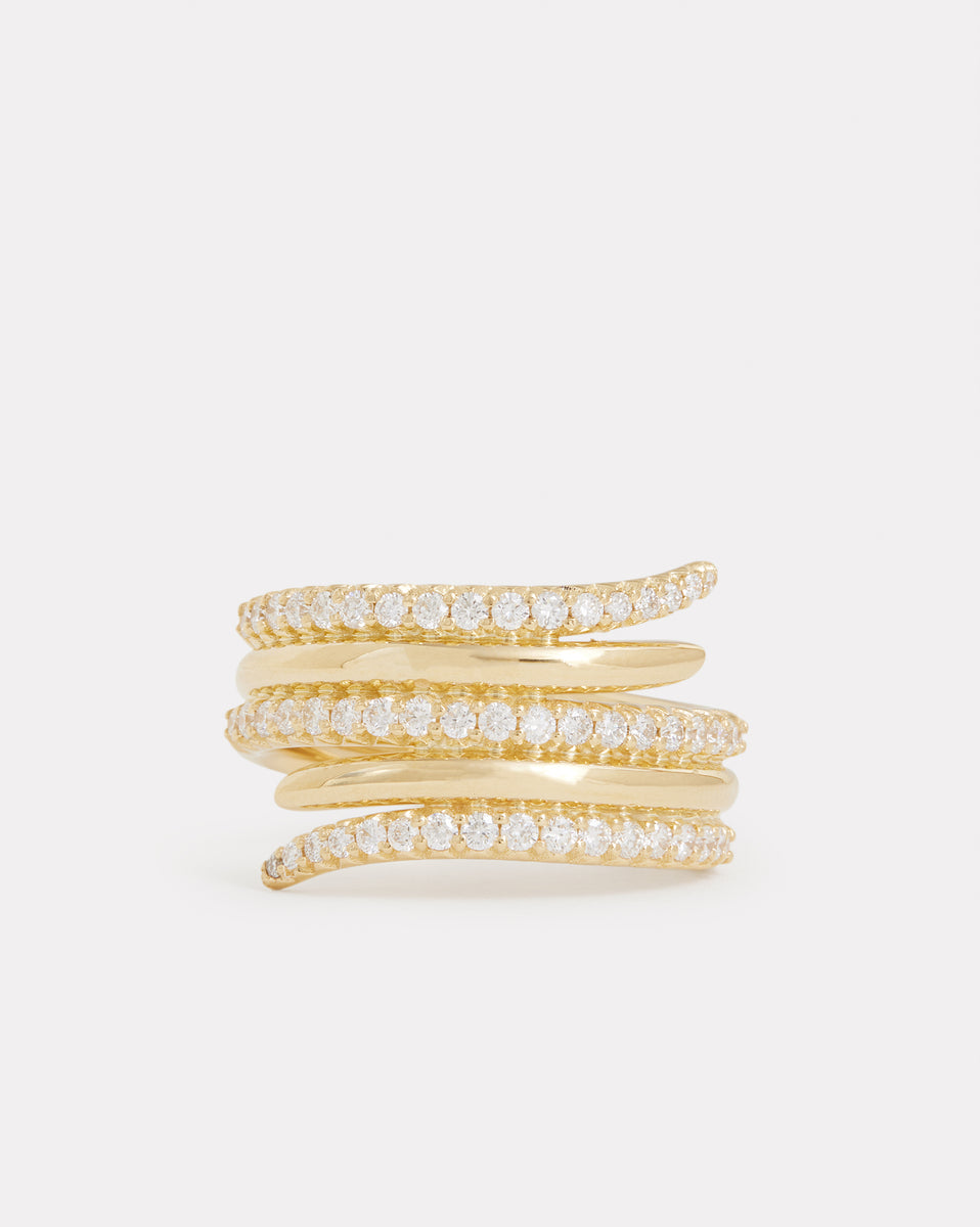 Gold and Diamond Script Ring