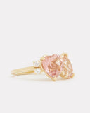 Pink Tourmaline Heart and Morganite Pear Shape Ring with Diamonds