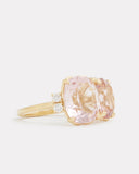 Light Pink Tourmaline Oval and Cushion Cut Ring with Diamonds