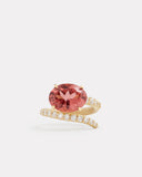 Script Ring with Pink Tourmaline Oval and Diamonds