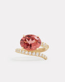 Script Ring with Pink Tourmaline Oval and Diamonds