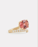 Script Ring with Pink Tourmaline Oval and Diamonds