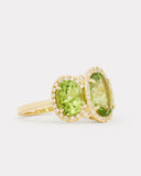 Peridot Oval Ring with Diamonds