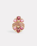 Pear Shape Pink Tourmaline and Diamond Mirrored Ring