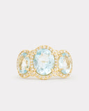 Sky Blue Topaz and Aquamarine Oval Ring with Diamonds