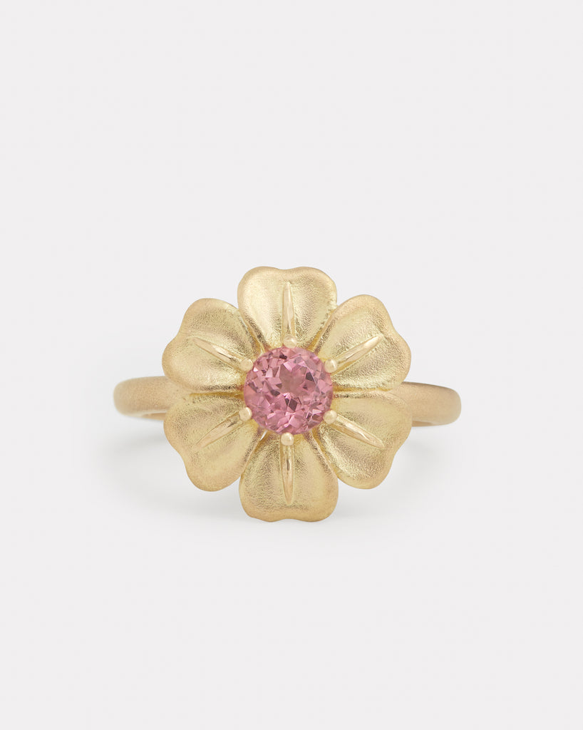 Flower Ring with Pink Tourmaline