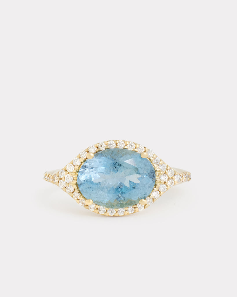 Aladdin Ring with Aquamarine and Diamonds
