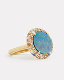 Opal Ring with Multicolor Sapphires and Diamonds