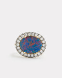 Opal Ring with Blackened Diamonds