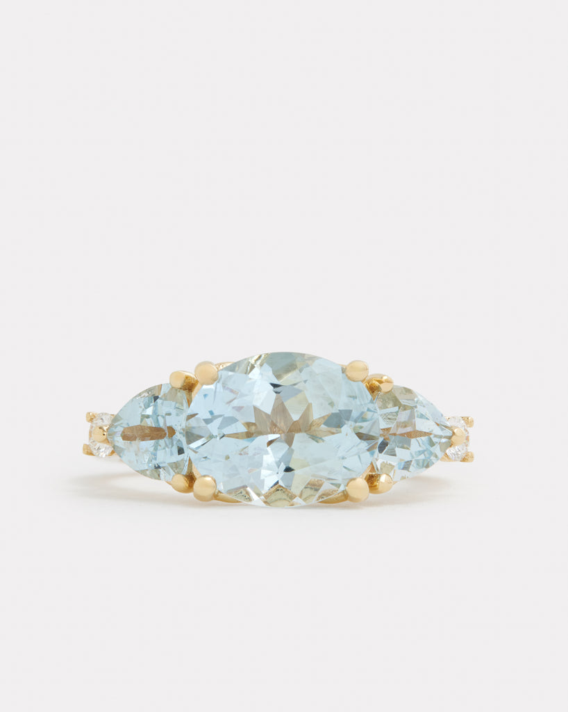 Oval and Trillion Ring with Aquamarine and Diamonds