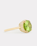 Peridot Oval Ring with Diamonds