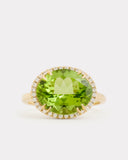 Peridot Oval Ring with Diamonds