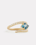 Script Ring with Diamond Shape London Blue Topaz and Diamonds