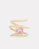 Script Ring with Cushion Cut Pink Tourmaline and Diamonds