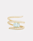 Script Ring with Oval Shaped Aquamarine and Diamonds