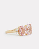 Kunzite Cushion and Morganite Oval Ring with Diamonds