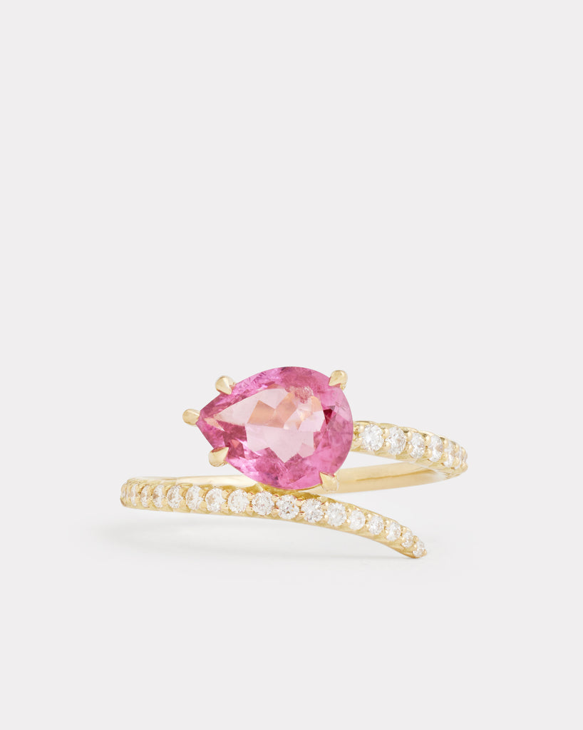 Script Ring with Pink Tourmaline and Diamonds
