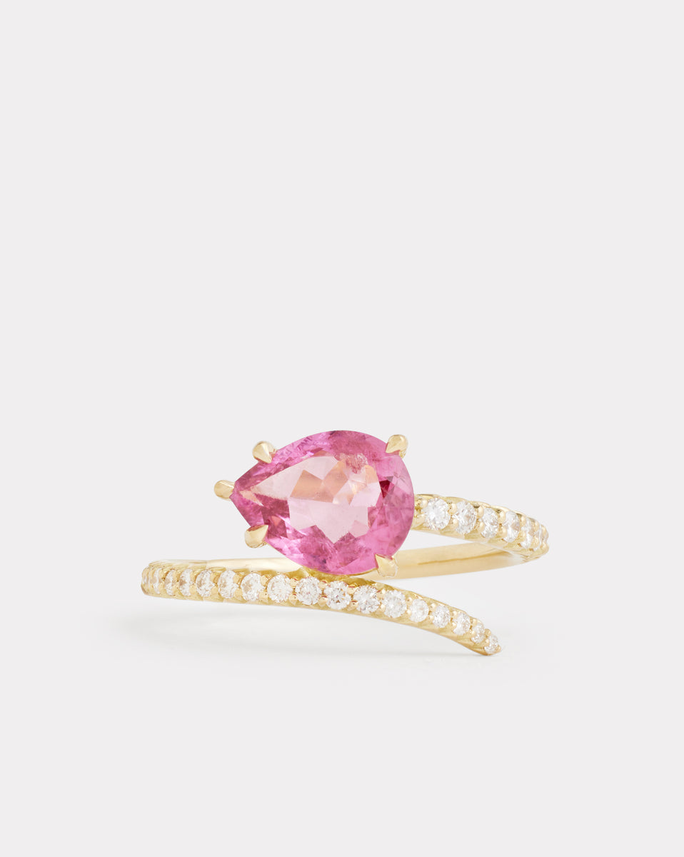 Script Ring with Pink Tourmaline and Diamonds