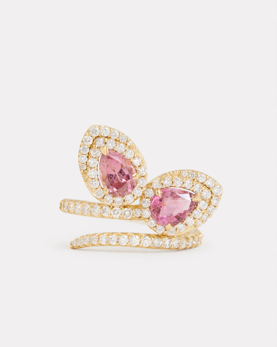 Script Petal Ring with Pink Tourmaline and Diamonds