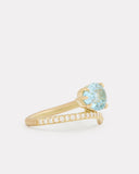 Script Ring with Sky Blue Topaz and Diamonds