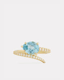 Script Ring with Sky Blue Topaz and Diamonds