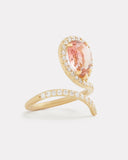 Vertical Script Pear Shape Ring with Pink Tourmaline and Diamonds